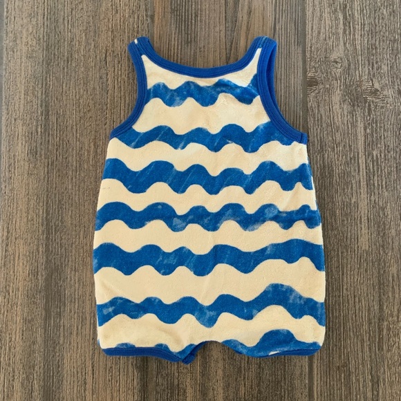 NWOT Noe & Zoe Berlin Terry Ringer Blue Waves Romper - Picture 5 of 5